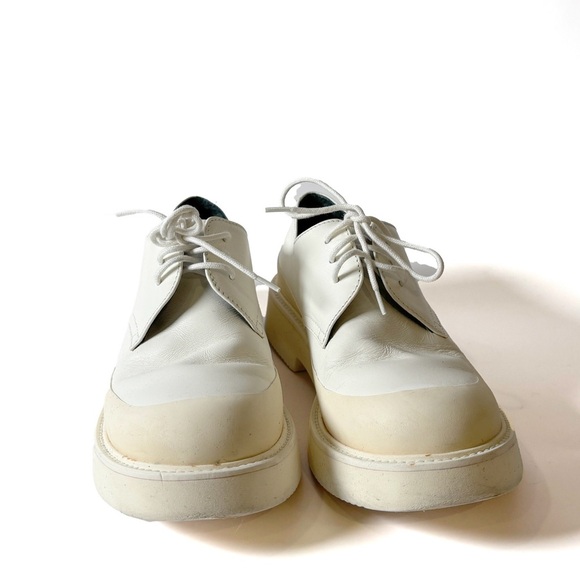 Vintage Céline White Platform Leather Lace-Up Oxfords – 90s Minimalist Designer - Picture 1 of 9